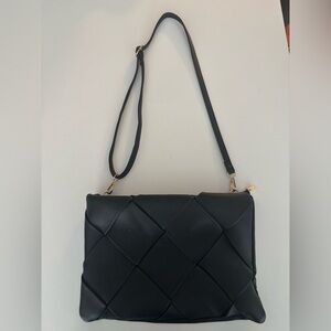 Anthropologie Black Woven Crossbody Bag
